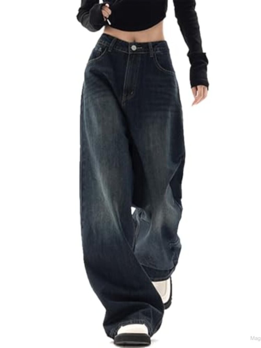 Y2K Wide Leg Baggy Jeans High Waist Boyfriend Denim Pants Vintage 90s